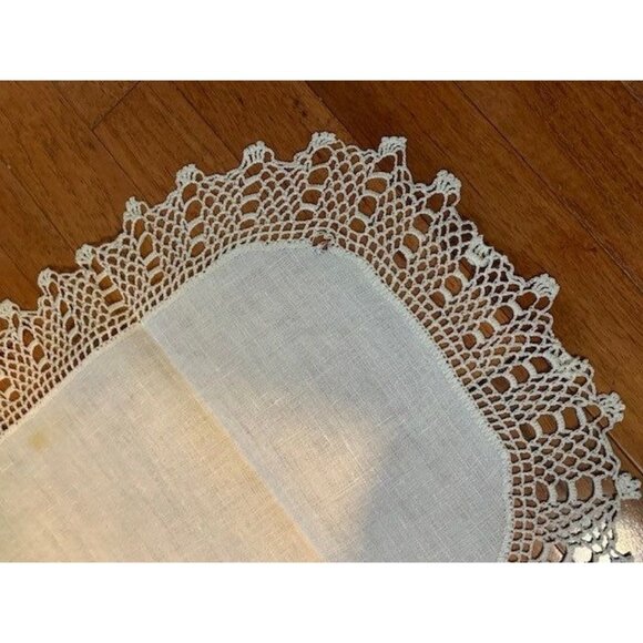 Vintage Handcrafted Linen Table Runners with Crochet Lace Edging - Picture 4 of 5